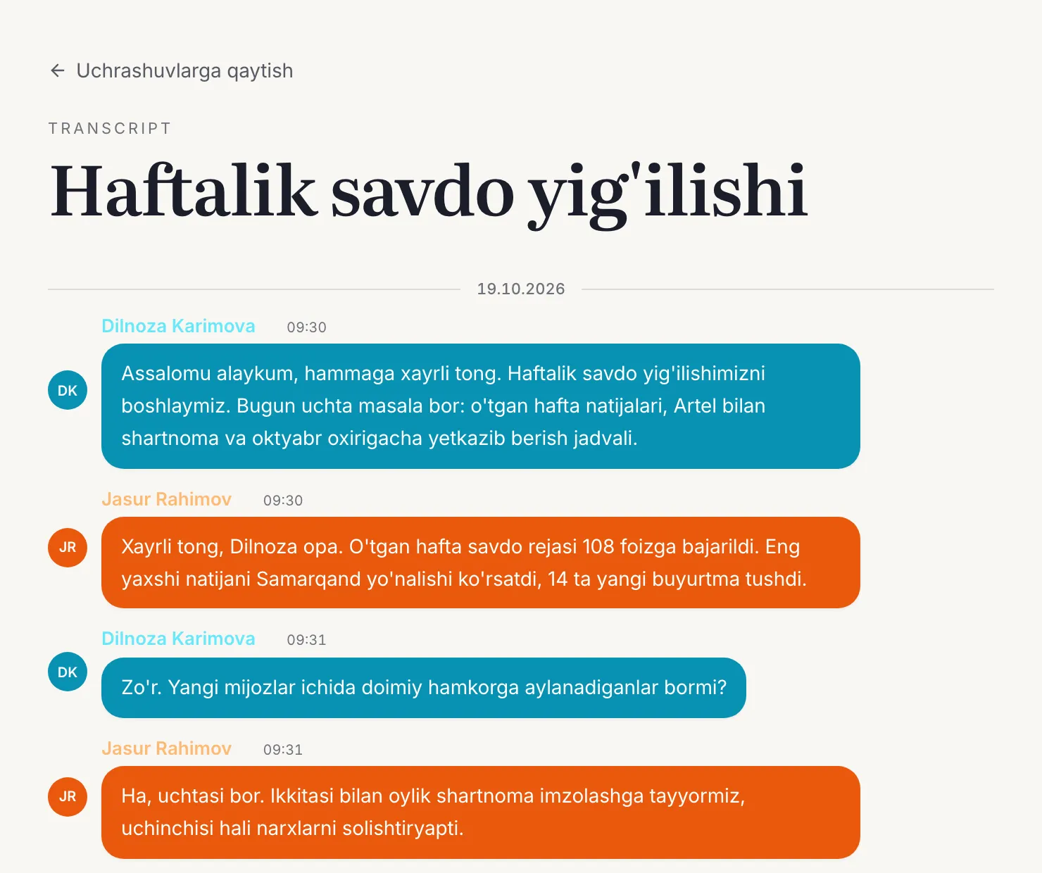 Dicta'da o'zbekcha transkripsiya: so'zlovchilar va vaqt belgilari